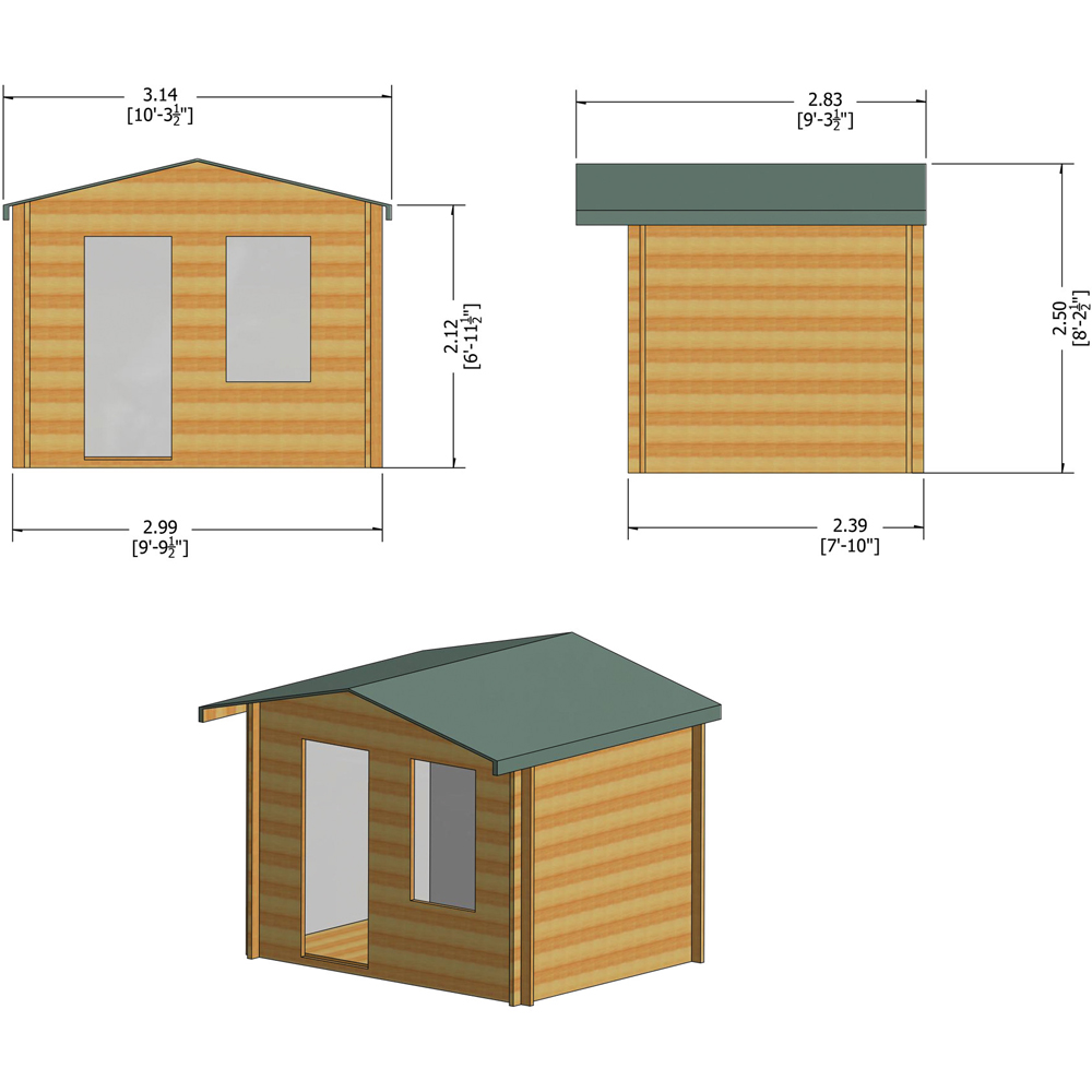 Shire Bucknells 10 x 8ft Pressure Treated Log Cabin Image 8