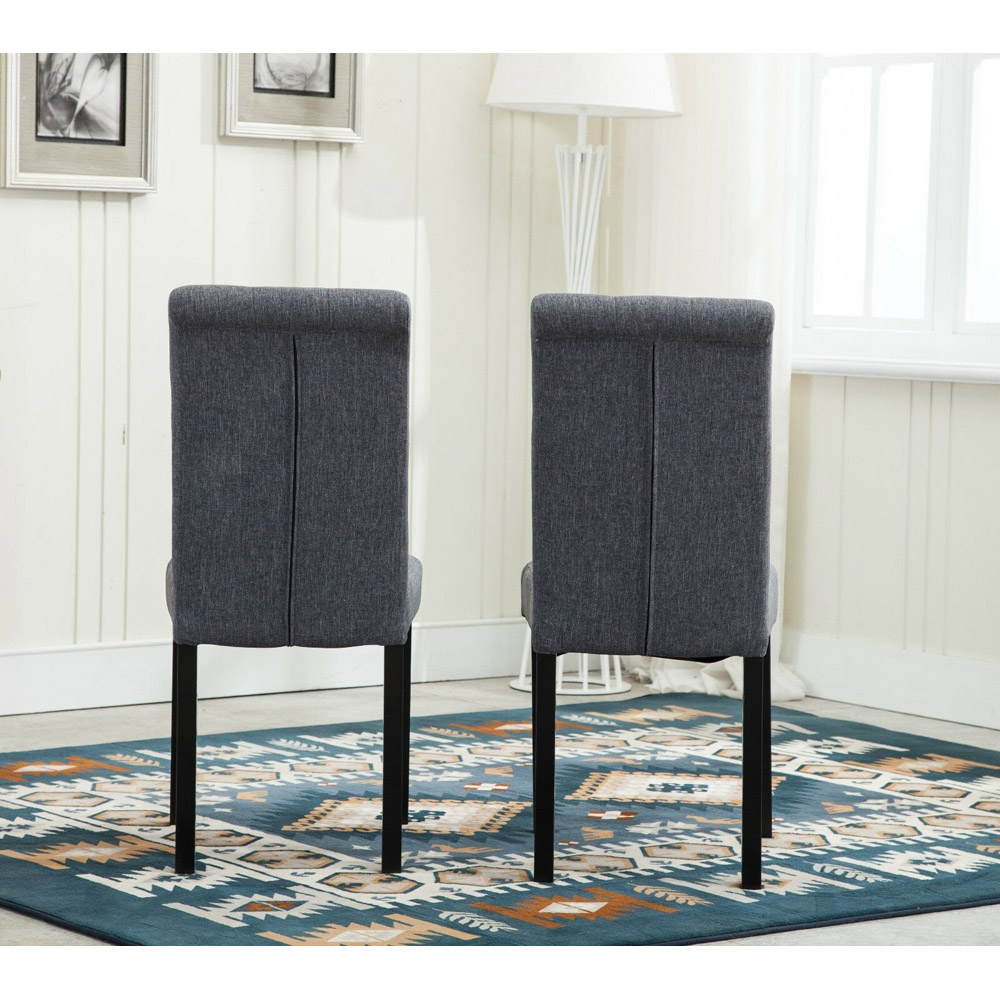 Grey Set of 2 Tufted Button Back Fabric Dining Chair Image 5