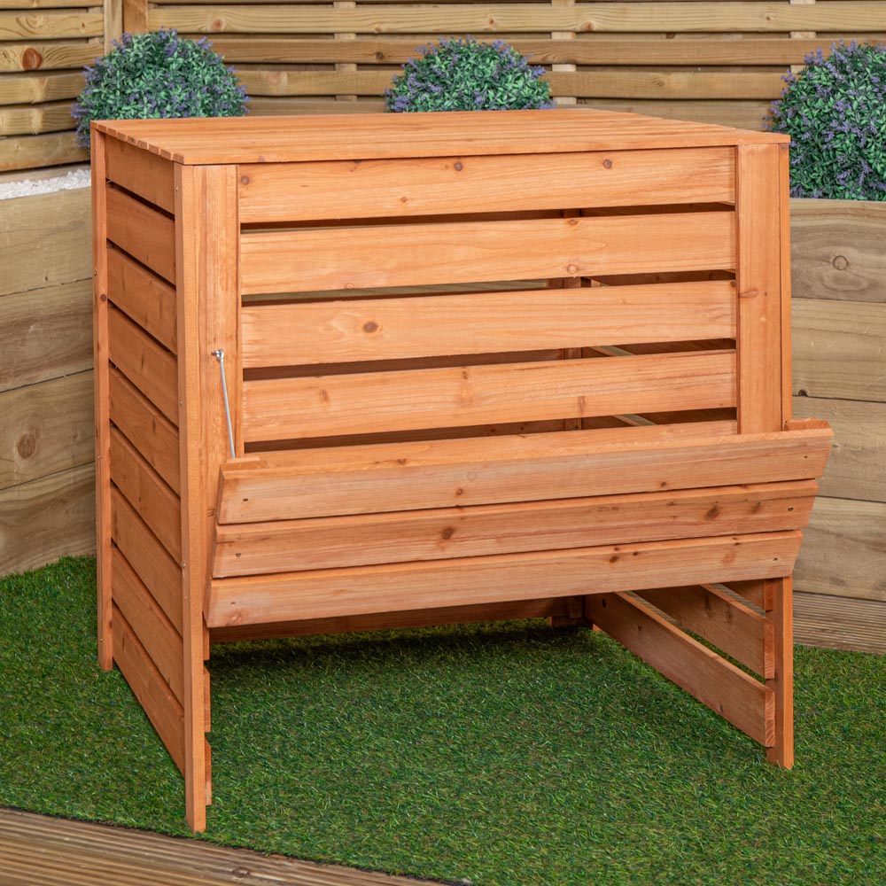 Samuel Alexander Large Wooden Garden Compost Bin with Removable Lid and Bottom Door 74 x 71cm Image 3