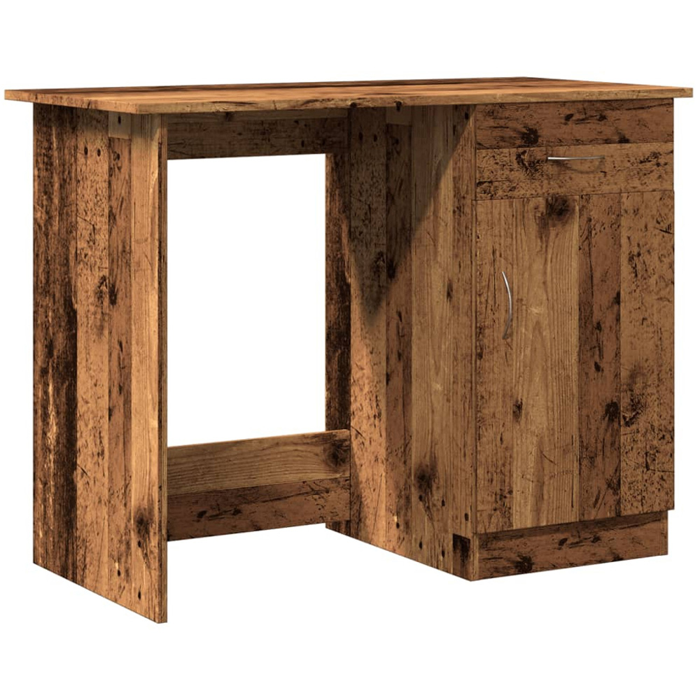 vidaXL Single Door Single Drawer Computer Desk Old Wood Image 2