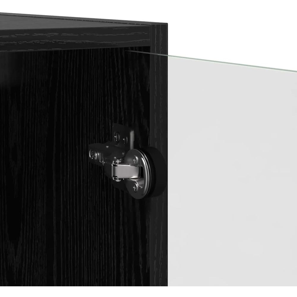 vidaXL 2 Glass Door Black Oak Wall Cabinet Image 6