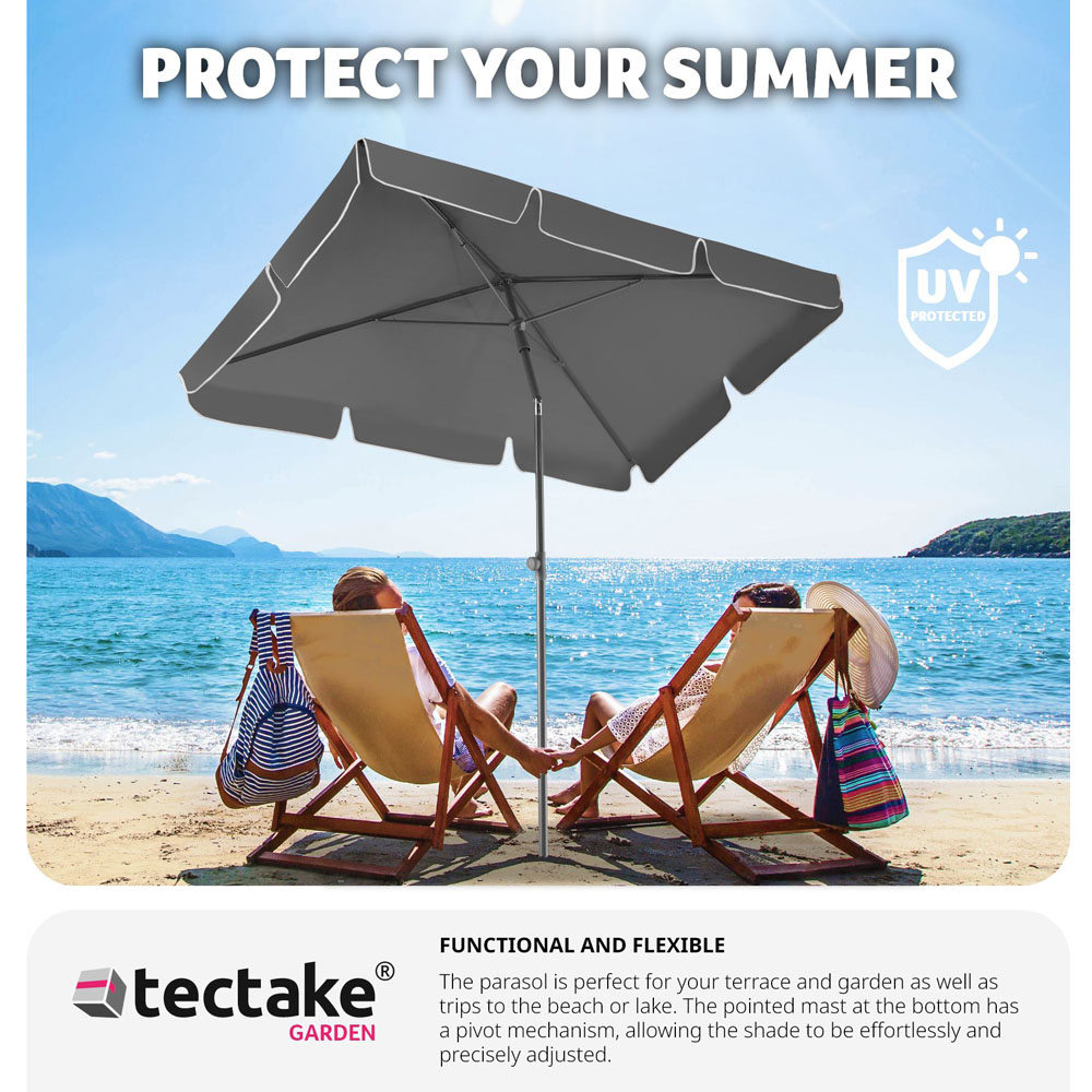 tectake Vanessa 200 x 125cm Grey Adjustable and Tiltable 50+ UV Parasol Image 7