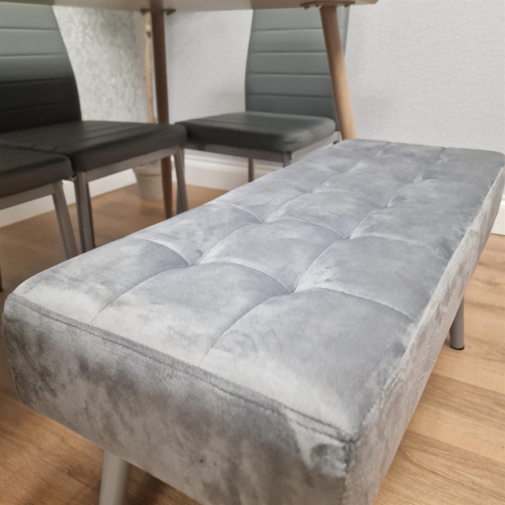 Kosy Koala 4 Seater Faux Leather Wooden Dining Set with Bench Grey Image 8