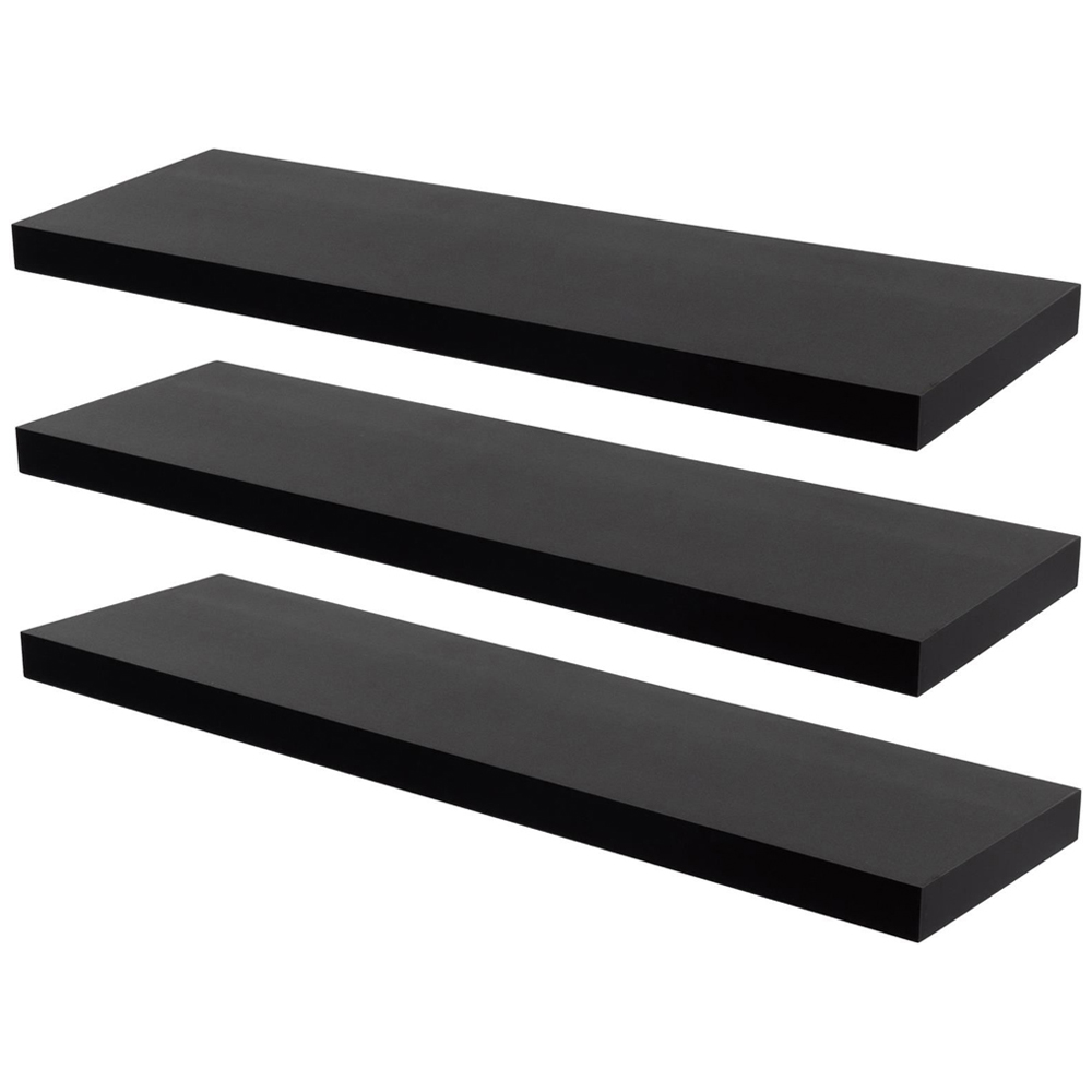 Harbour Housewares 80cm 3 Pack Black Floating Wall Shelf Image 2