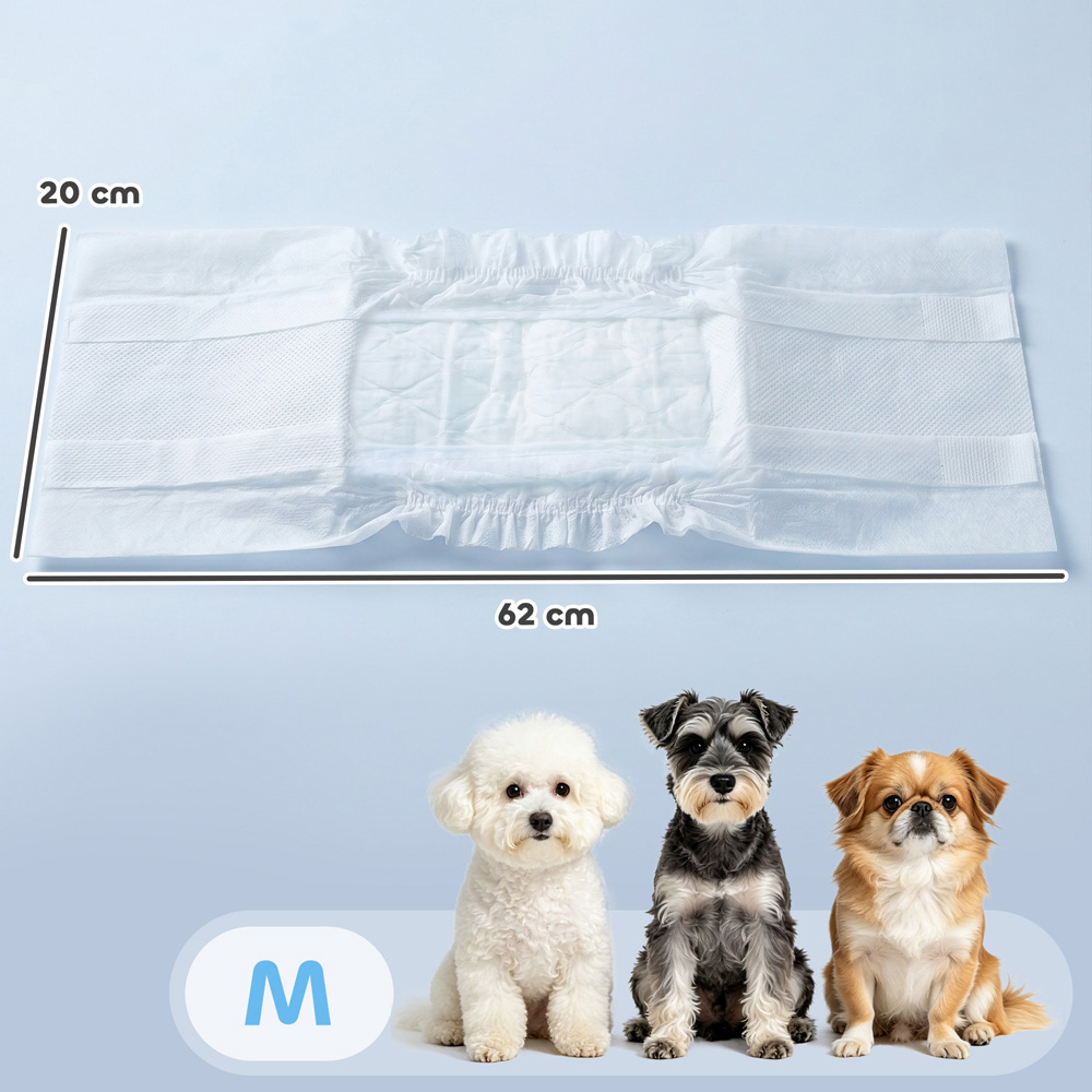 PawHut Medium Super Absorbent Male Dog Diapers 45-64cm 48 Pack Image 9