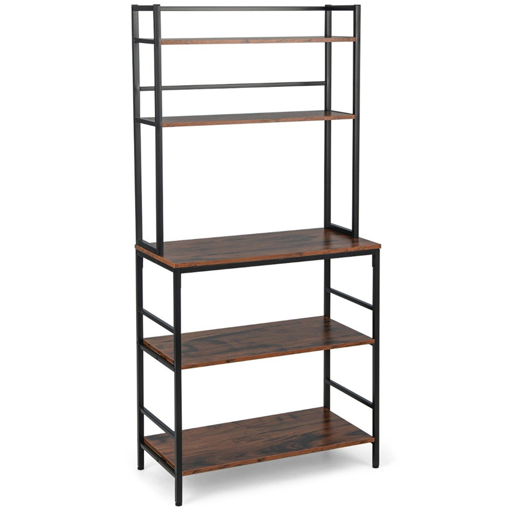 Costway 5 Shelf Brown Kitchen Bakers Rack Image 1