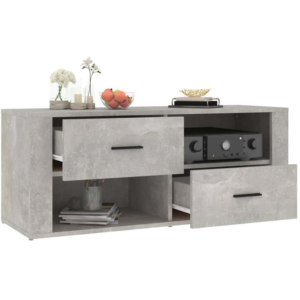 vidaXL 2 Drawer 2 Shelf Concrete Grey TV Cabinet Image 4