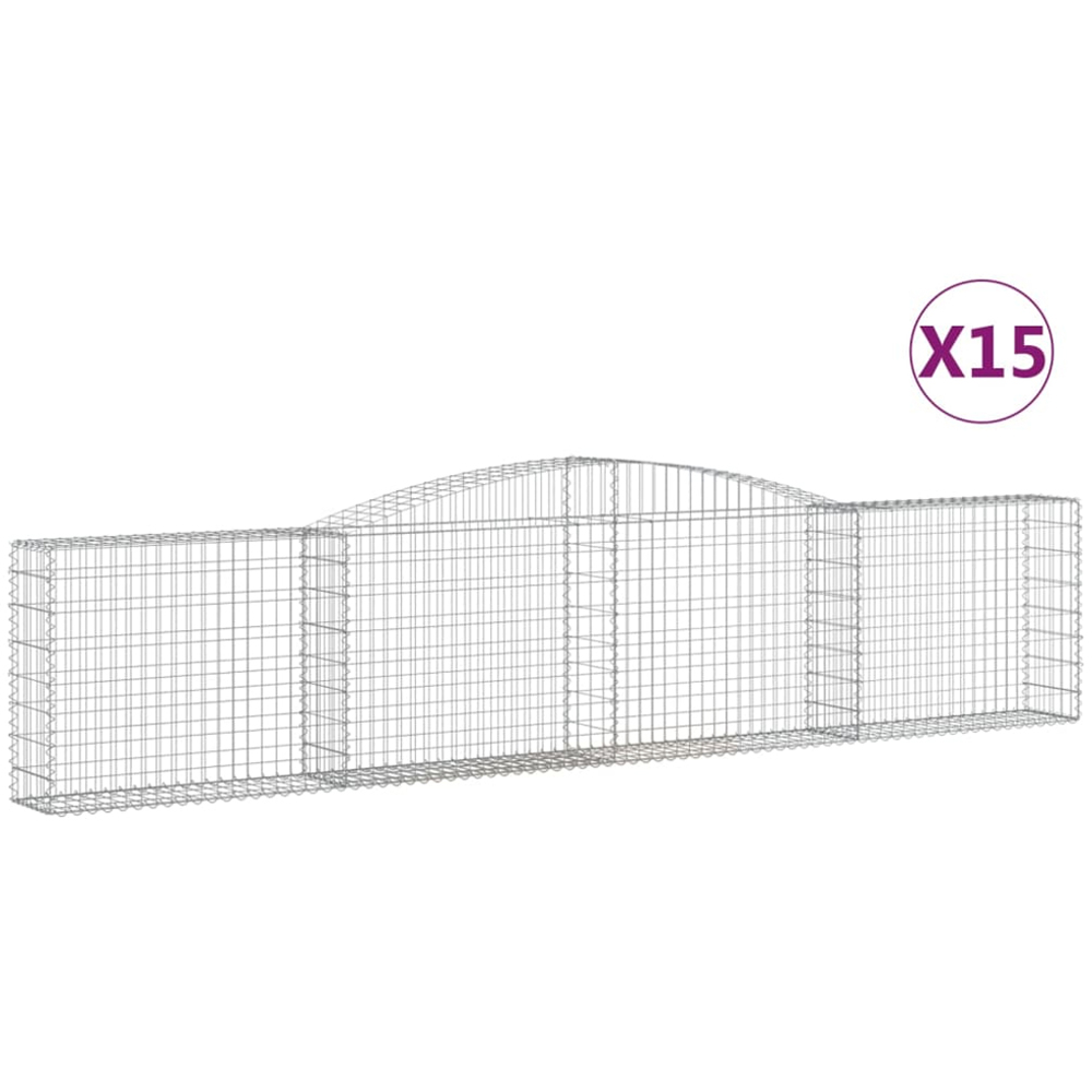vidaXL Silver Galvanised Iron Arched Gabion Basket 80/100 x 30 x 400cm 15 Pack Image 4