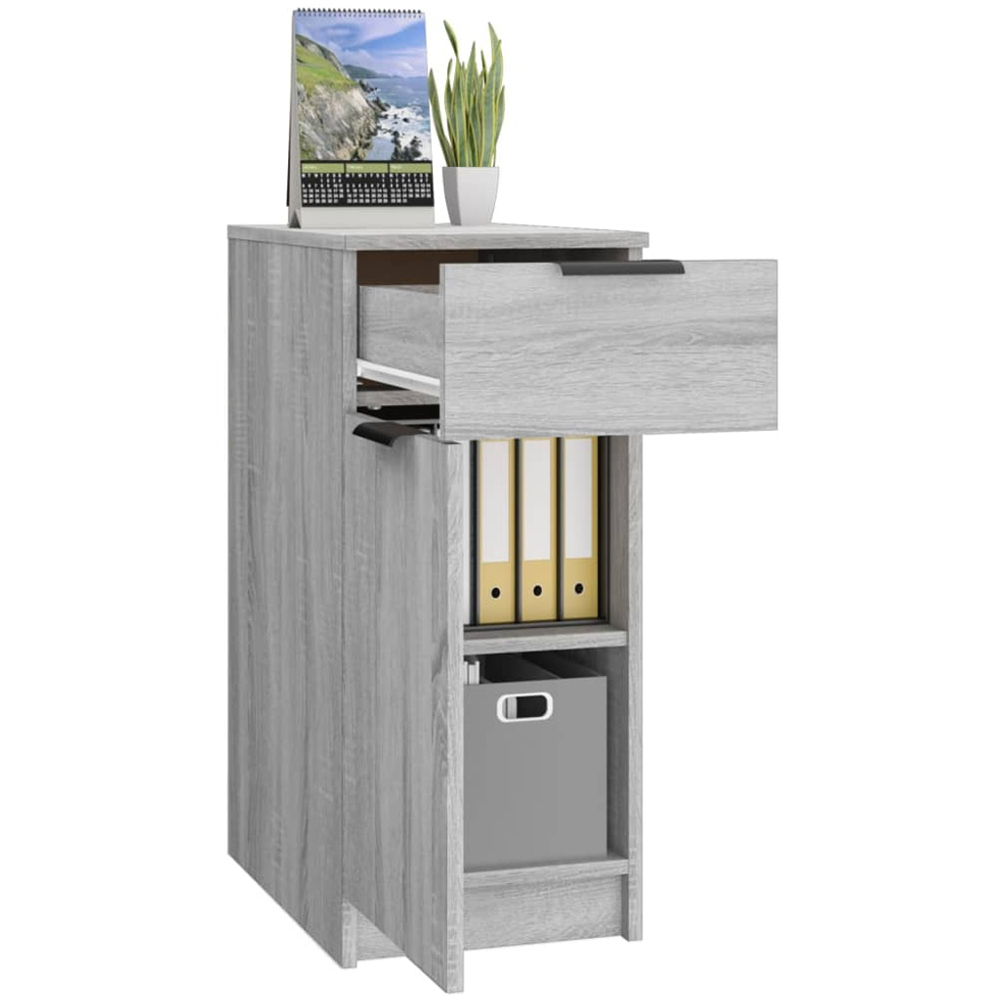 vidaXL Single Door Single Drawer Grey Sonoma Desk Cabinet Image 4