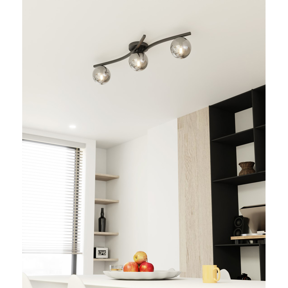 Emibig Opus 3 Light Graphite Shade Black E14 Ceiling Light Image 5
