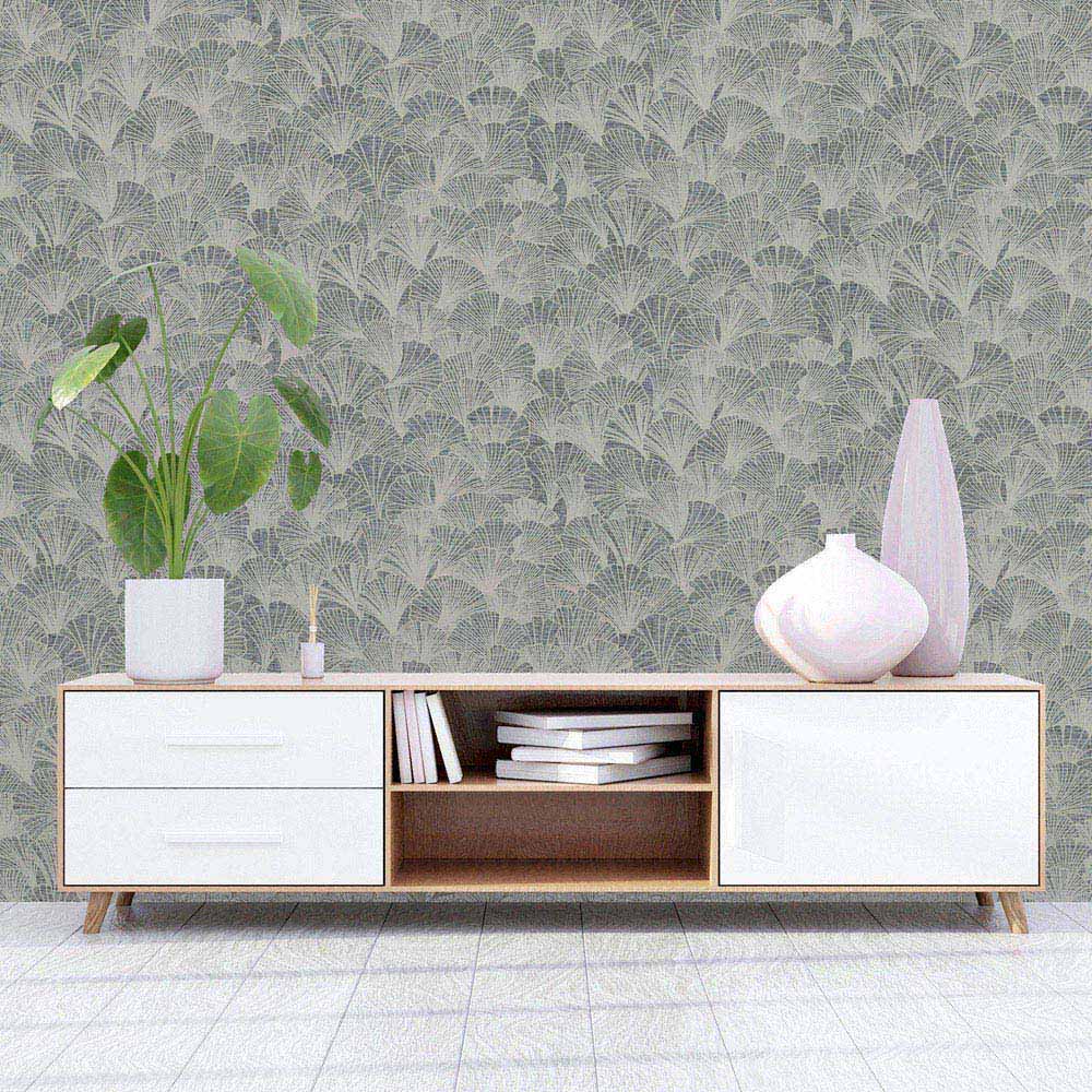 Arthouse Ginkgo Grey and Silver Wallpaper Image 6