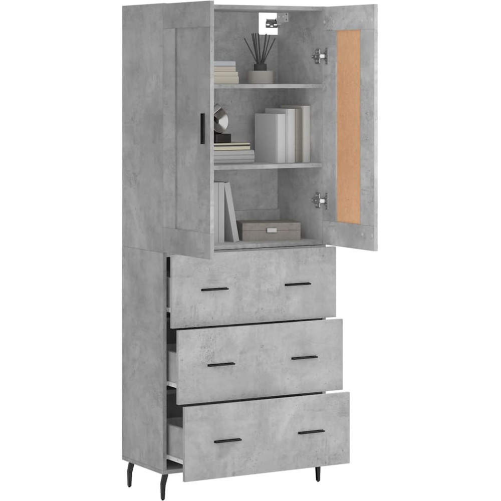 vidaXL Single Glass Door 2 Drawer 2 Shelf Grey Highboard Image 3