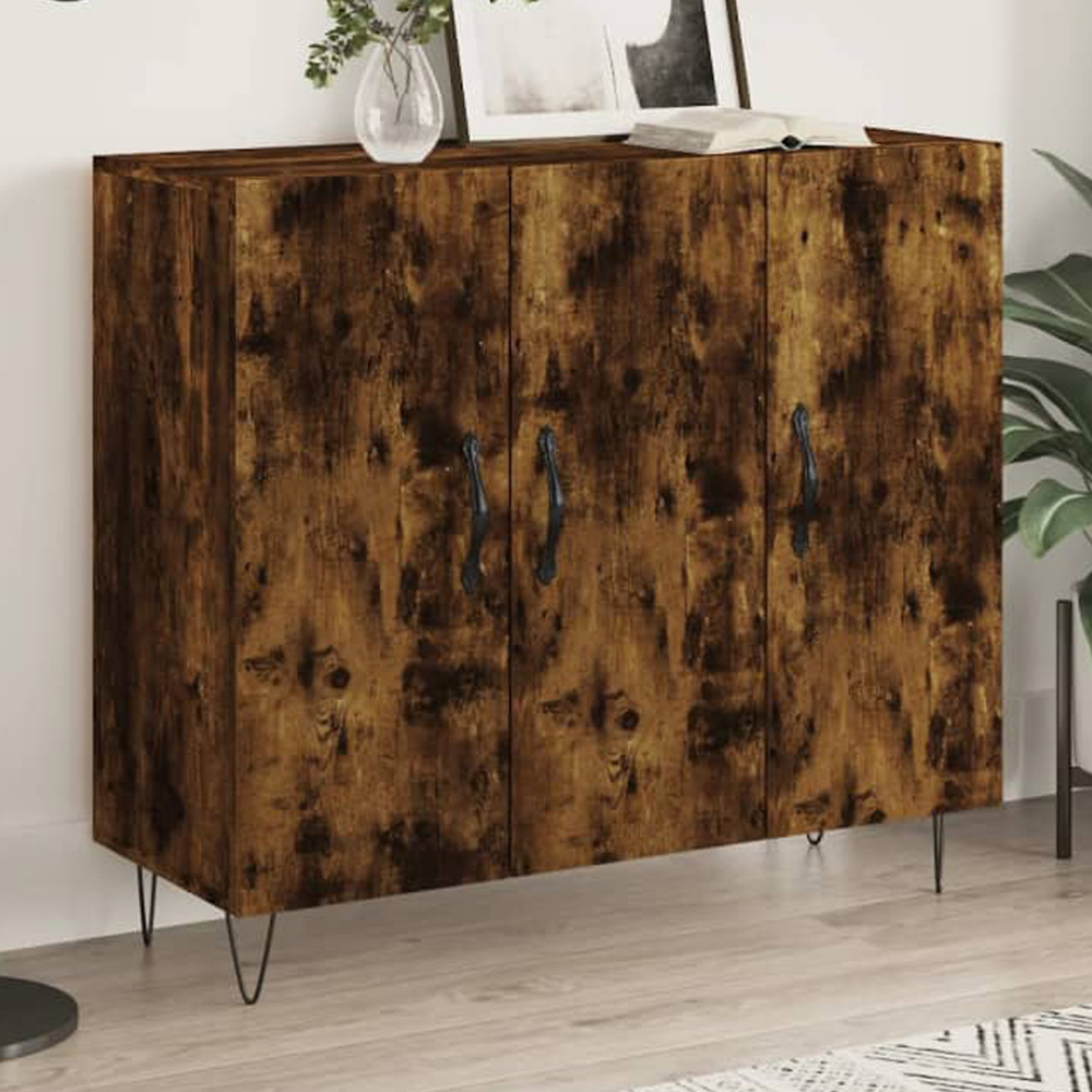 vidaXL 3 Door Smoked Oak Sideboard Image 1