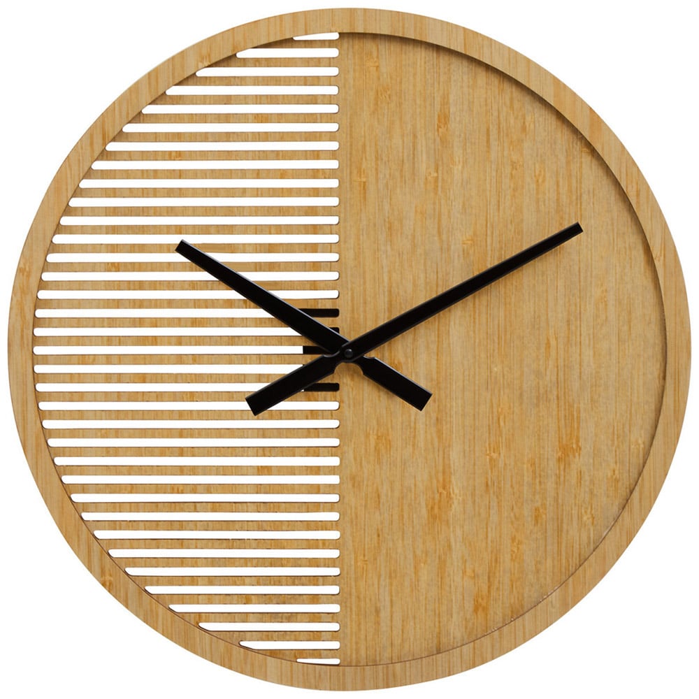 Premier Housewares Vitus Wooden Large Round Wall Clock 60cm Image 1