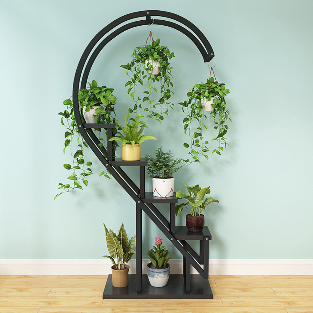 Living and Home Multi Tiered Black Plant Stand Image 6