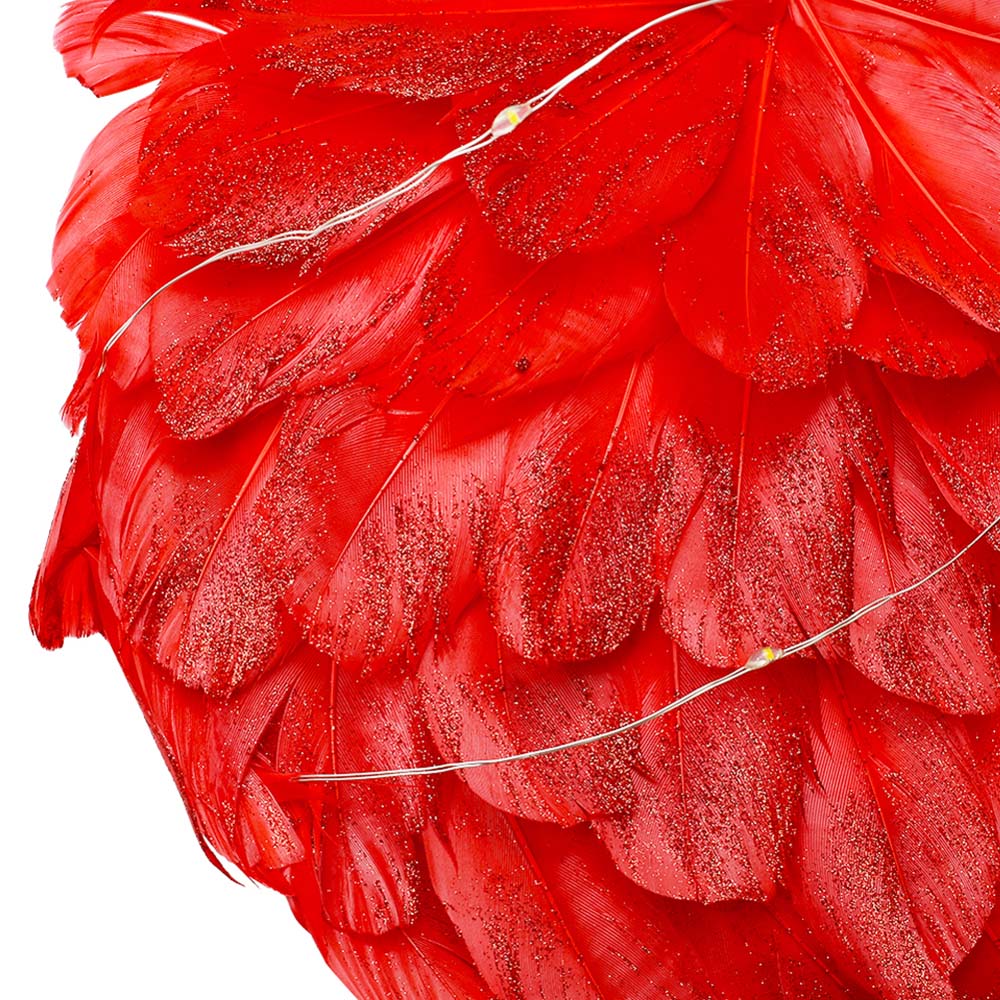 Living and Home Warm White LED Red Feather Heart Shaped Hanging Decoration 25cm Image 7