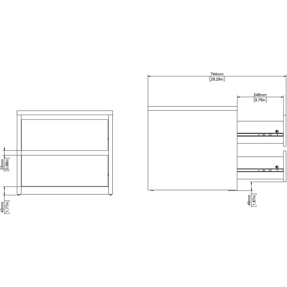Florence Next 2 Drawer White Nightstand Image 8