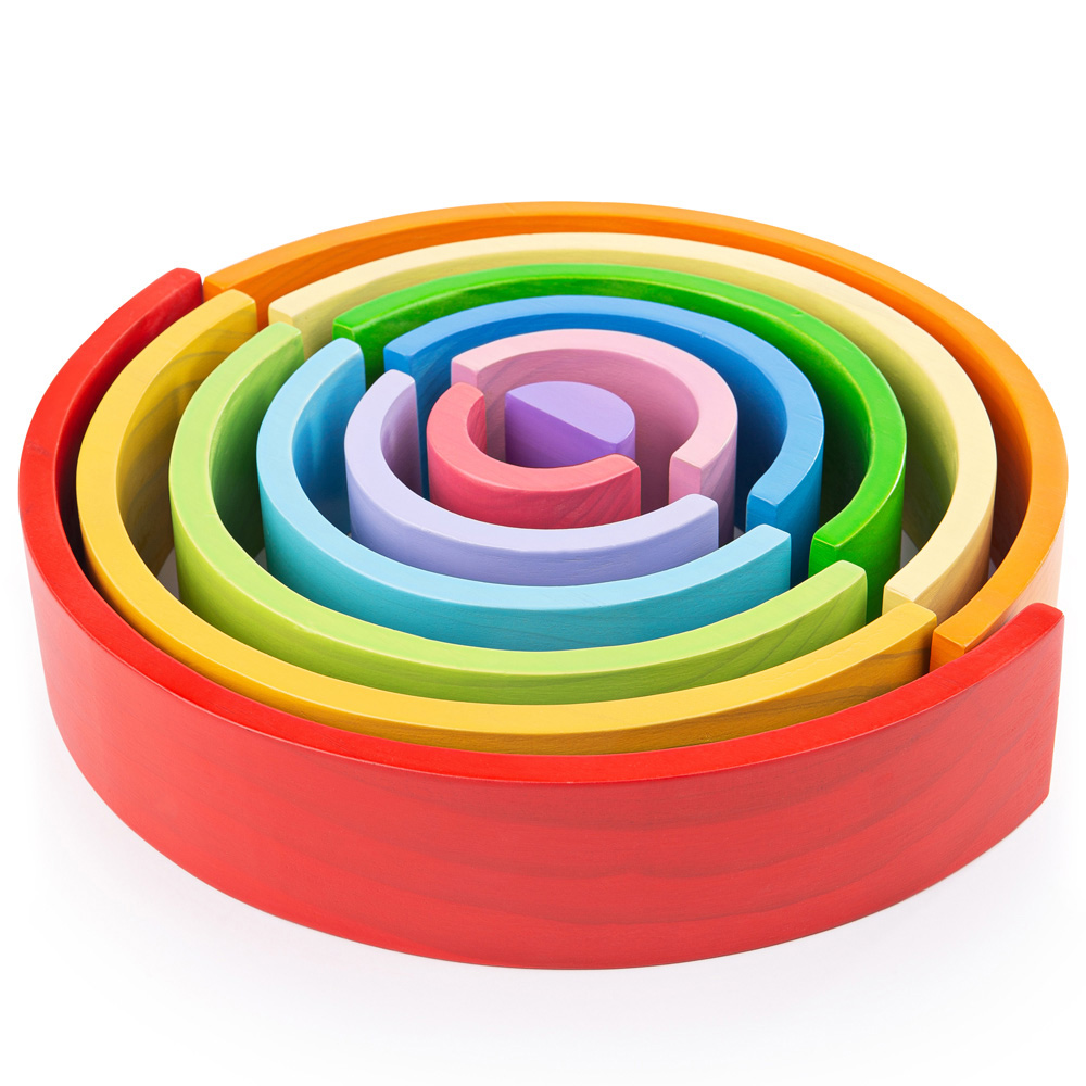 Bigjigs Toys Wooden Stacking Rainbow Toy Multicolour Large Image 3