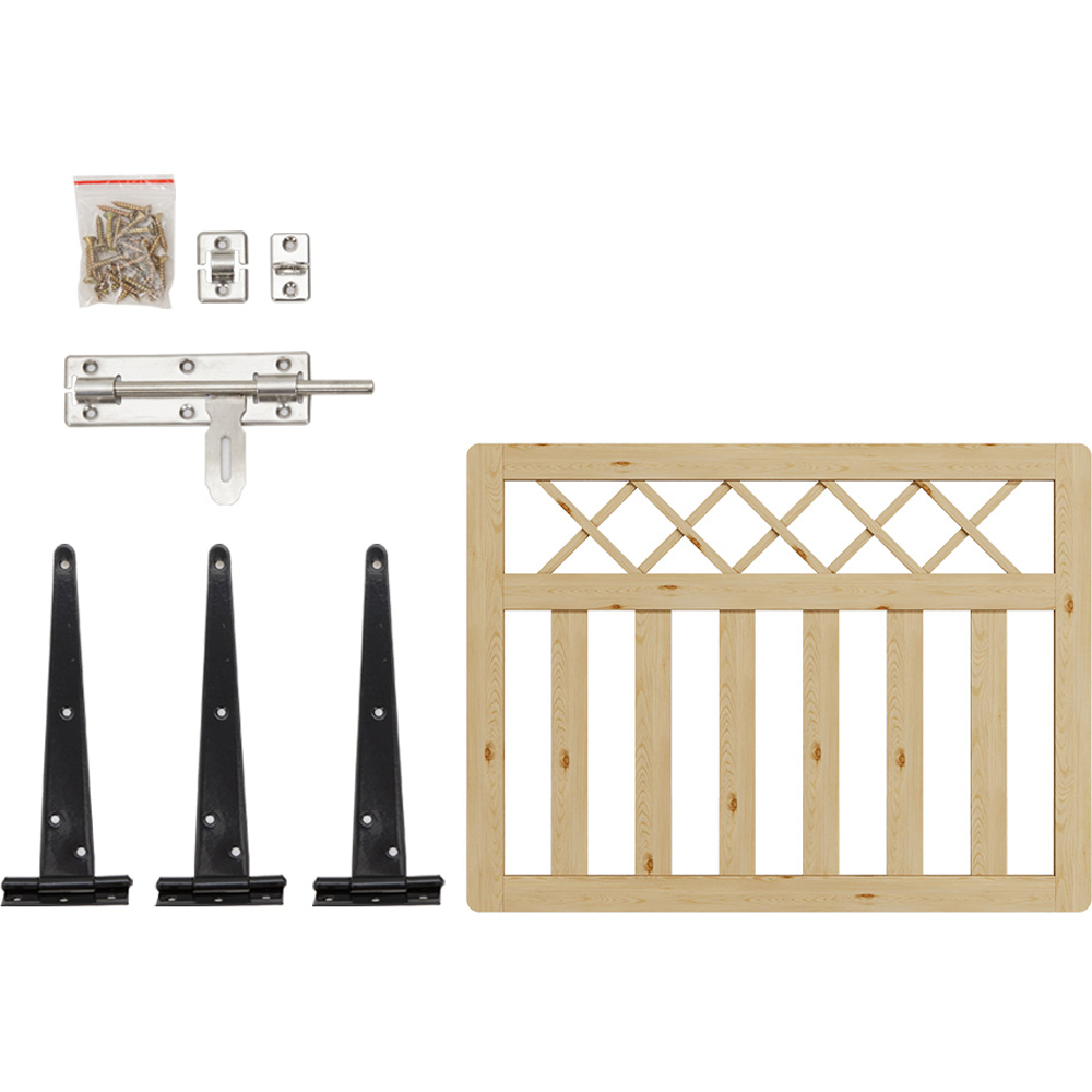 Outdoor Cross Top Wooden Nature Garden Fence Door, 90 x 120 x 2.5cm Image 5