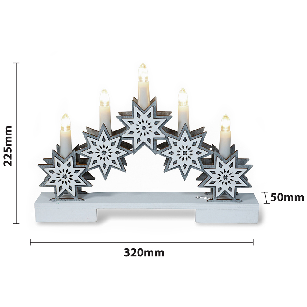 Xmas Haus White LED Light-Up Wooden Christmas Candle Arch with Stars Image 5
