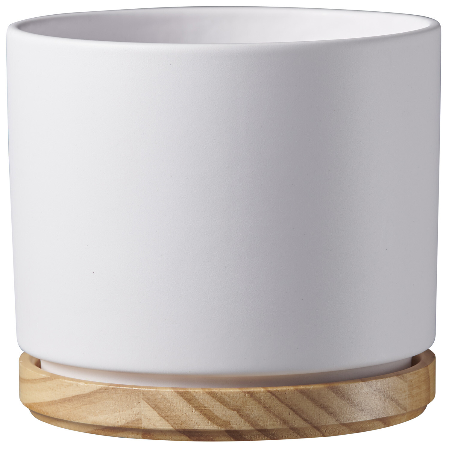 Oslo Pot with Wood Base - White Image