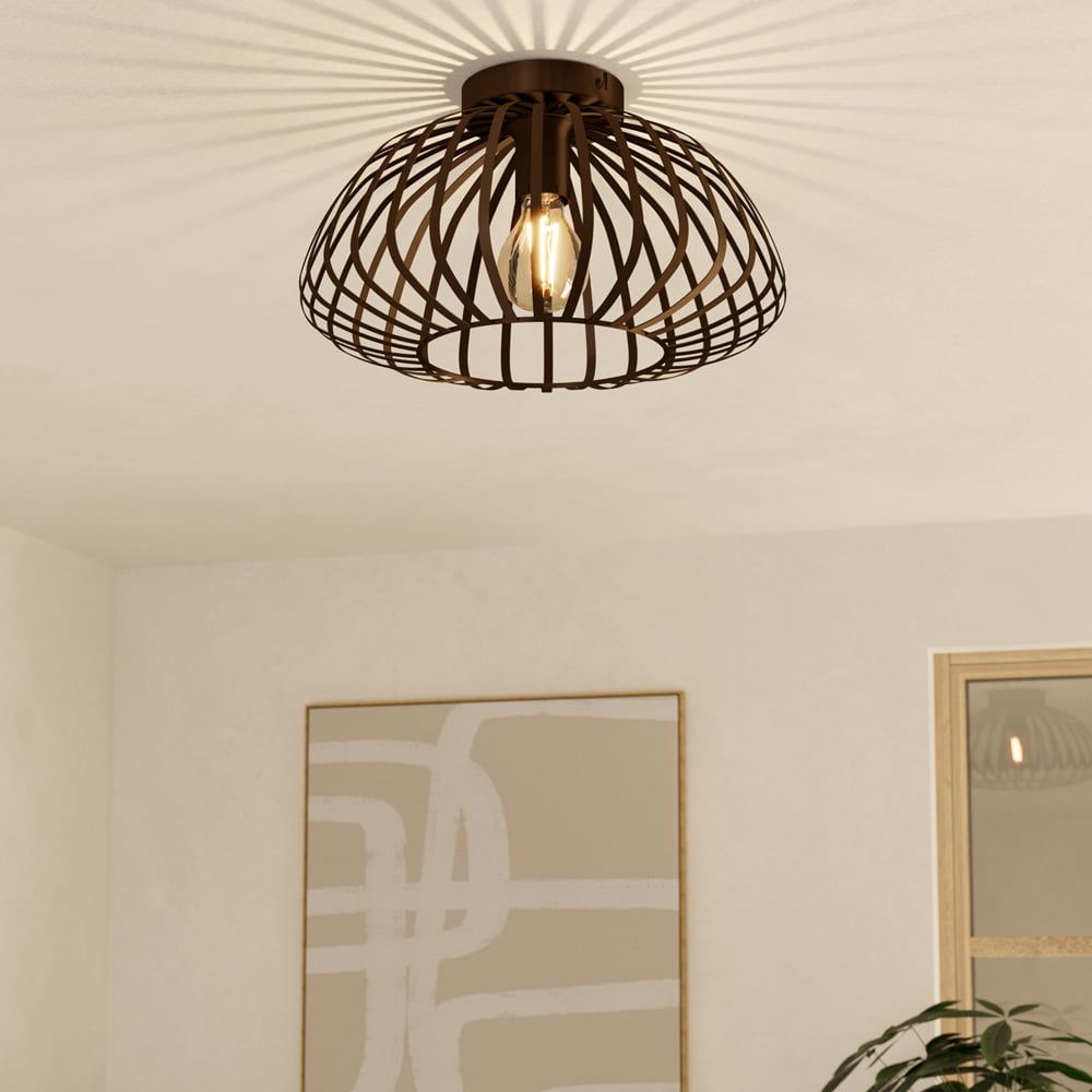 EGLO Espinal Bronze Steel Caged Style Ceiling Light Image 2