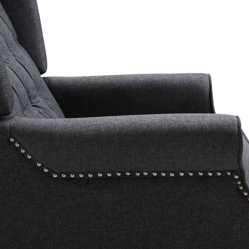 Portland Dark Grey Button Tufted Recliner Armchair Image 3