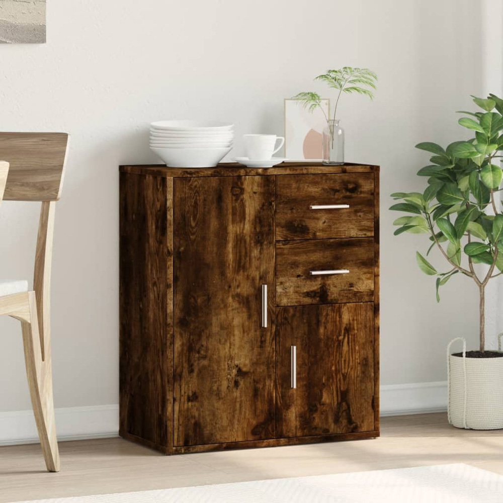 vidaXL 2 Door 2 Drawer Smoked Oak Sideboard Image 3