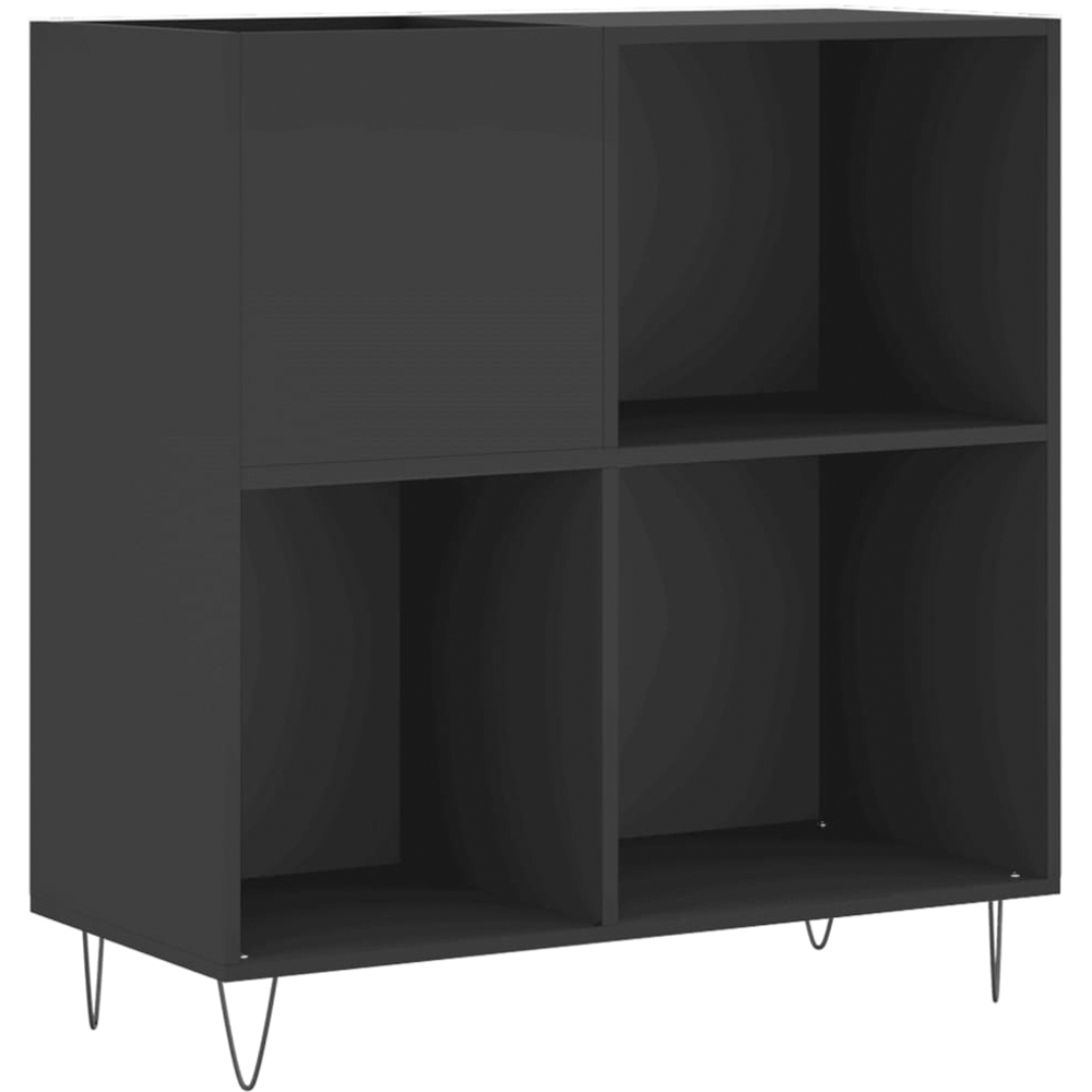 vidaXL 3 Shelf Black Square Record Cabinet Image 2