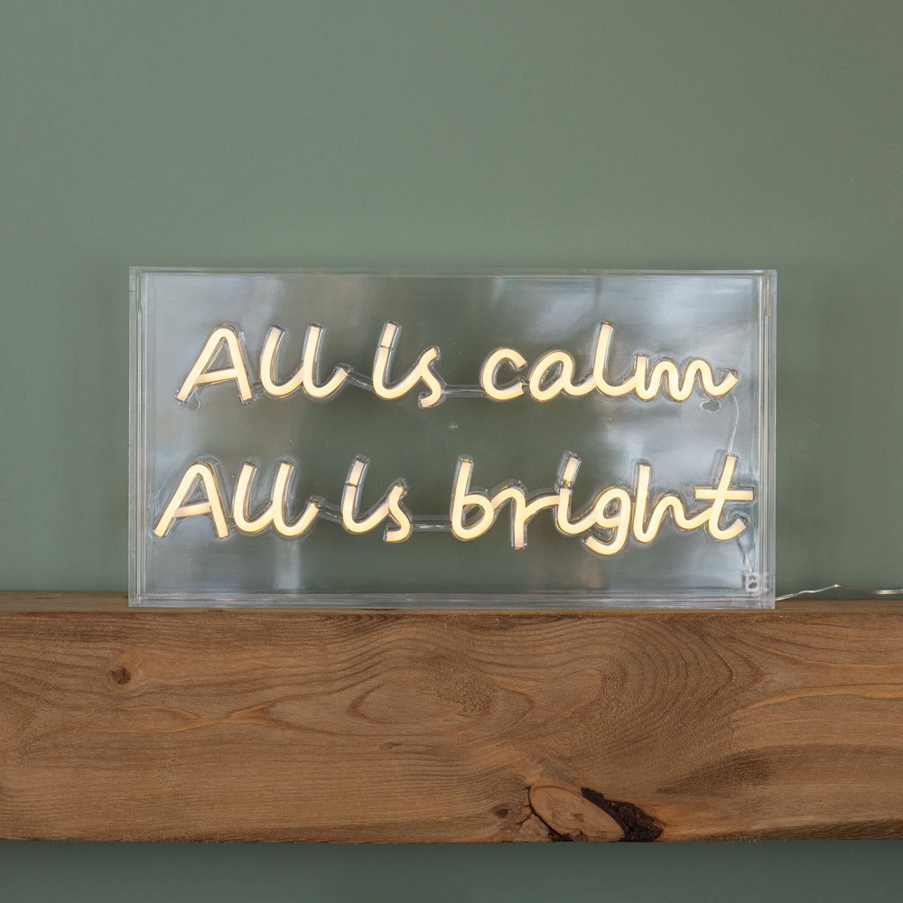 Samuel Alexander Warm White LED Light Up Neon All is Calm All is Bright Christmas Decoration Image 7