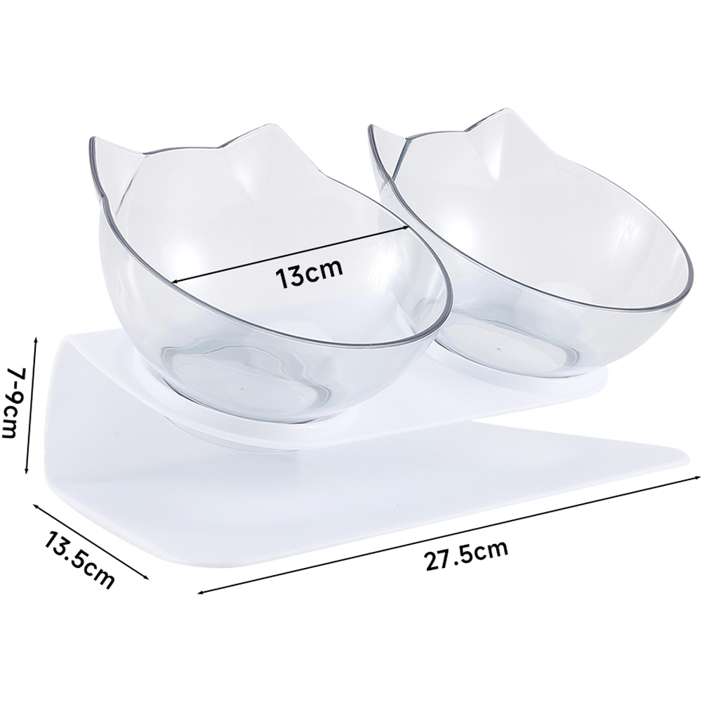 H&O Direct Transparent Double Bowl Elevated Tilted Pet Feeder with White Stand Image 6