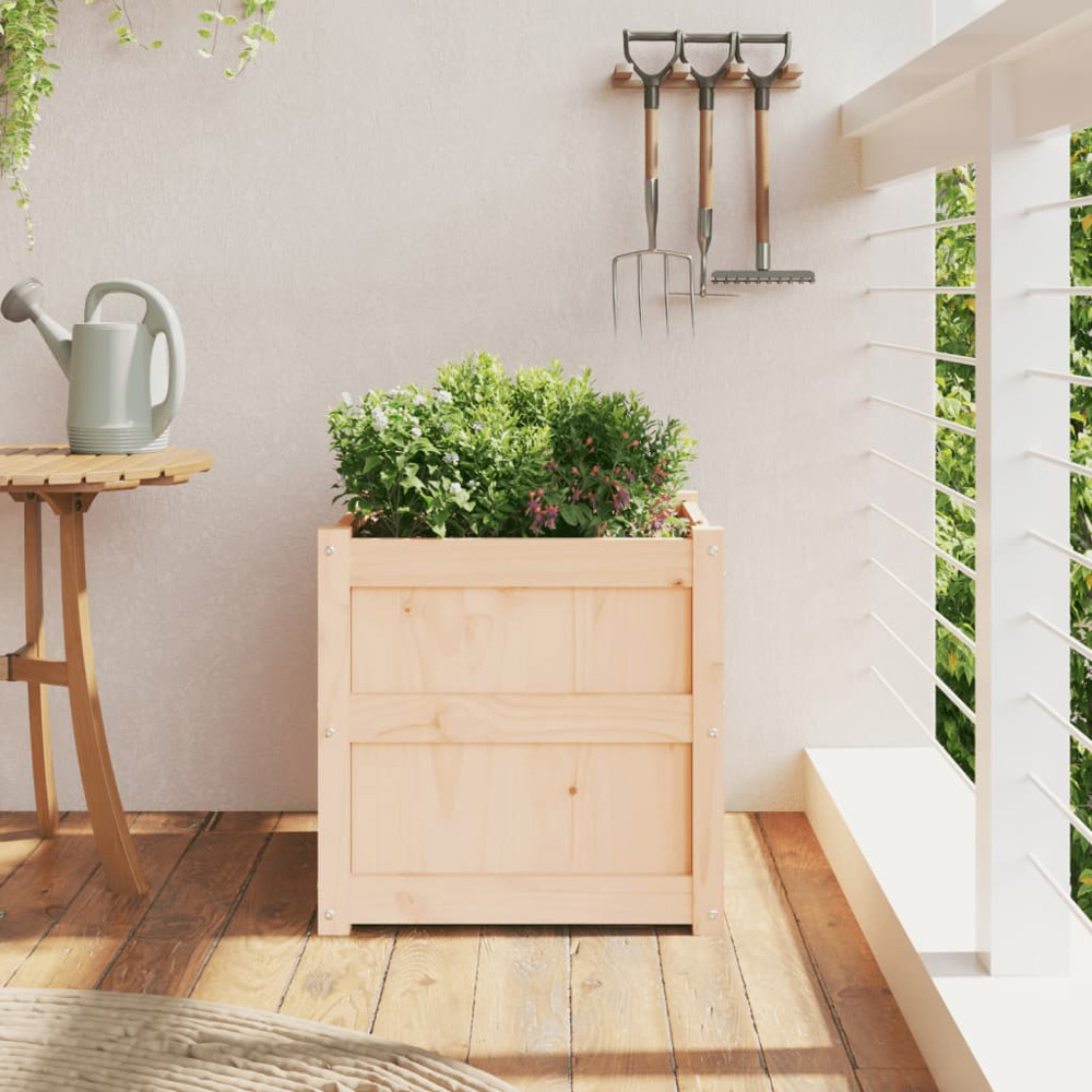 vidaXL Natural Solid Pine Wood Garden Planter 50cm Image 2