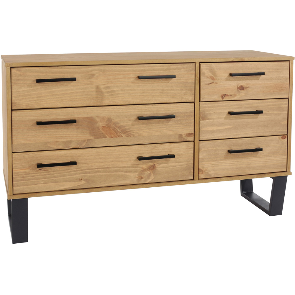 Core Products Texas 6 Drawer Antique Wax Pine Wide Chest of Drawers Image 4