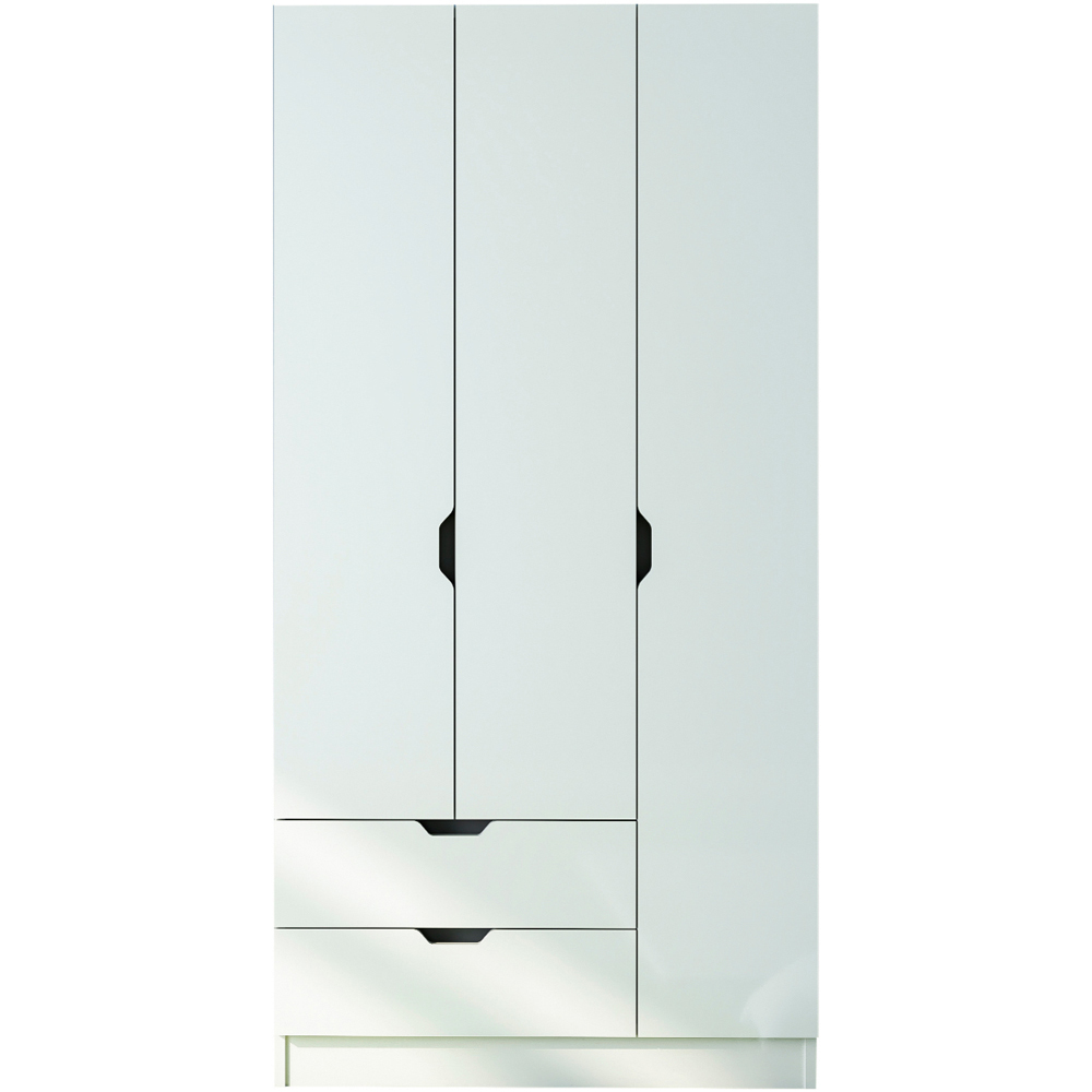 Evu Bergen 3 Door 2 Drawer White Wardrobe Image 2