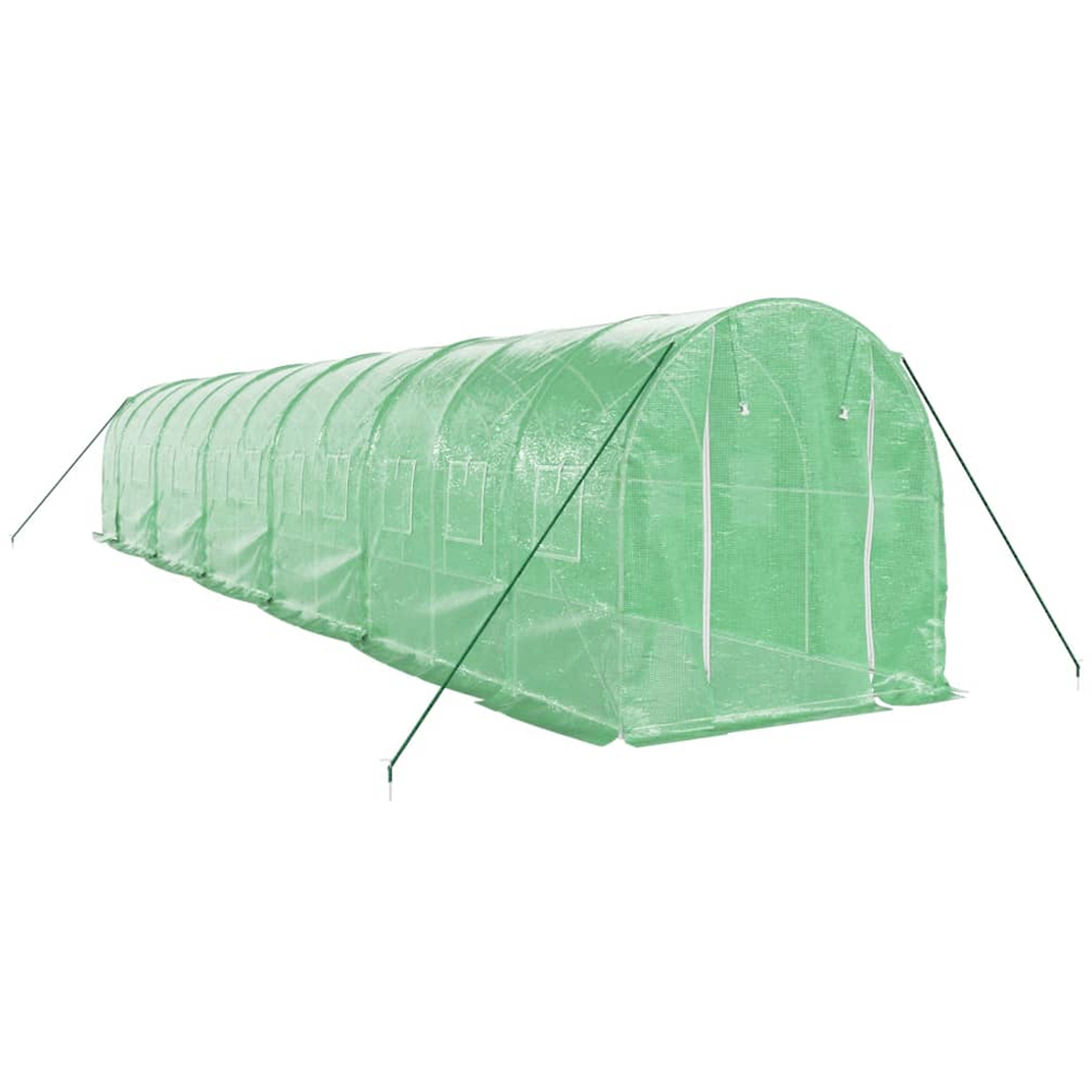 vidaXL Green Polyethylene Galvanised Steel Frame 39.3 x 6.5ft Greenhouse Image 2