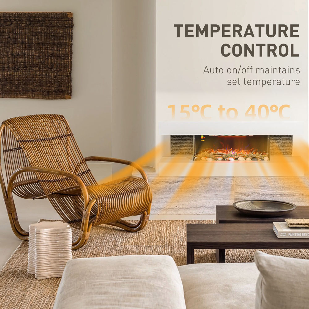 HOMCOM White Wall Mounted Electric Fireplace 2000W Image 6