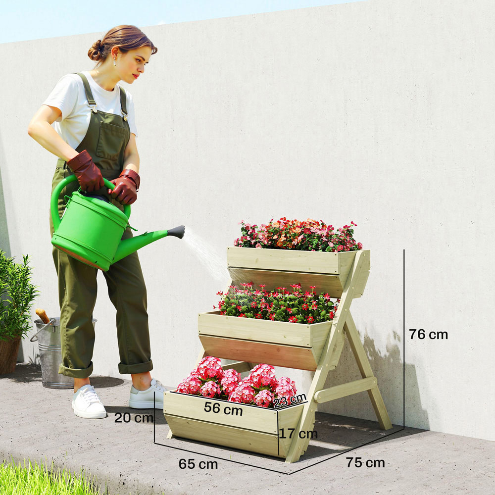 Outsunny 3-Tier Wooden Raised Garden Bed Elevated Planter Box Image 8
