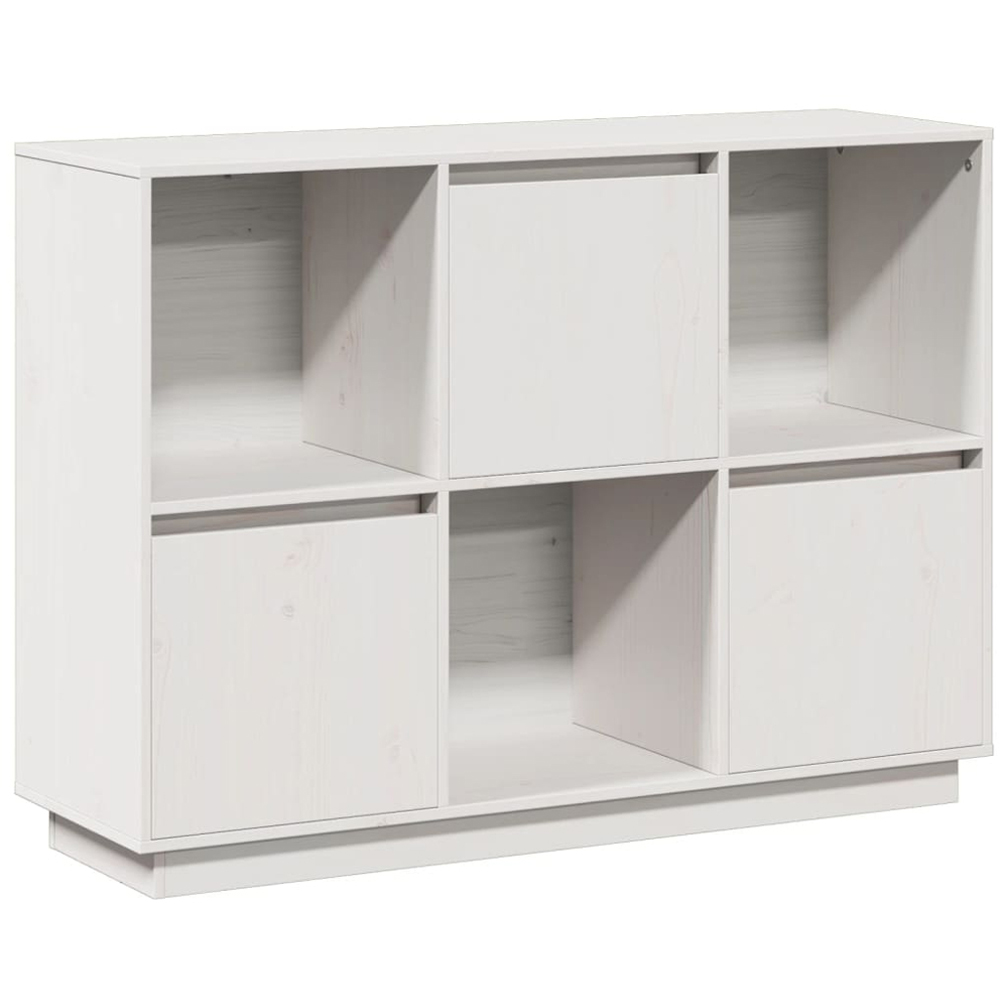 vidaXL 3 Door 3 Shelf White Solid Pine Wood Sideboard Image 2