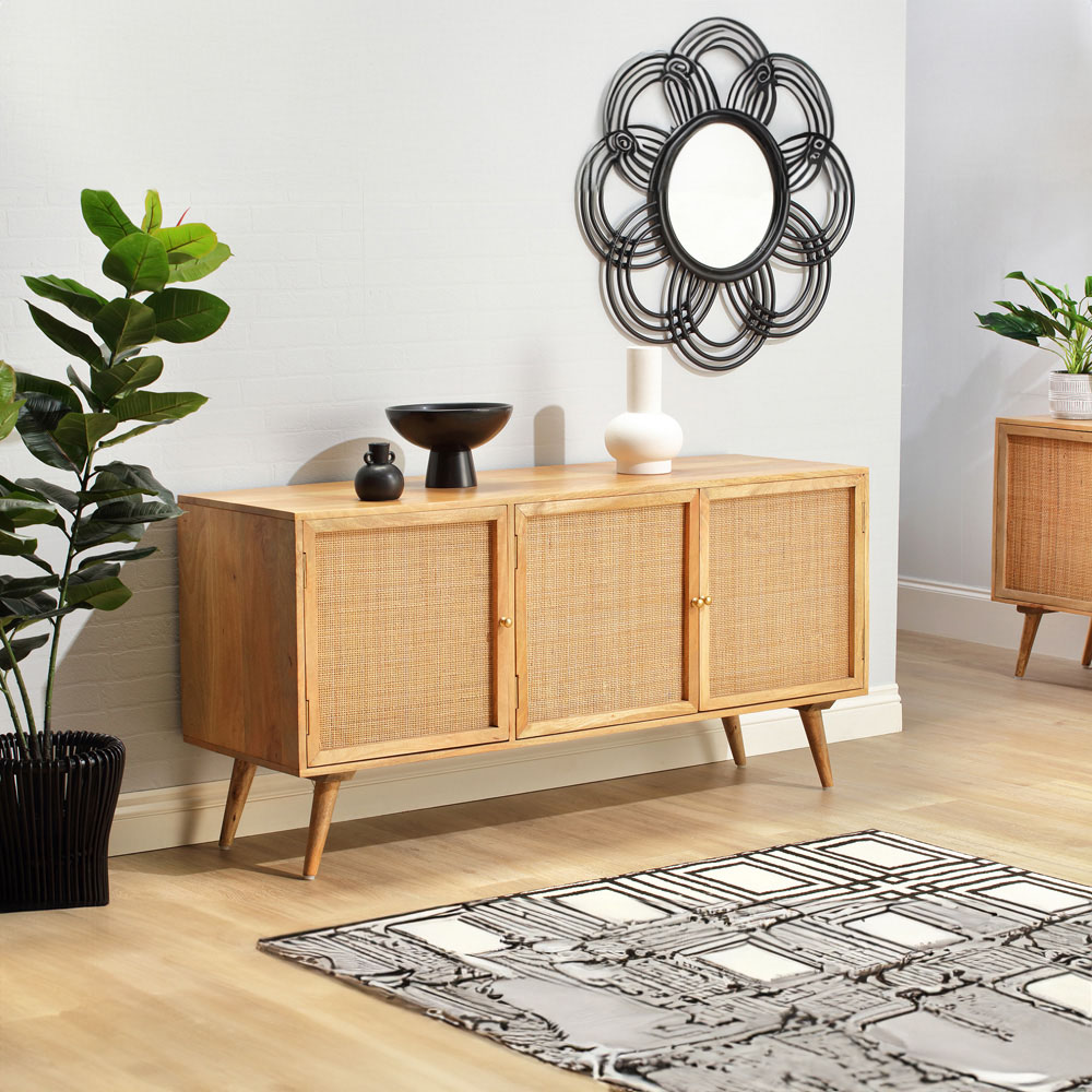 Desser Manhattan 3 Door Natural Rattan and Mango Wood Sideboard Image 8