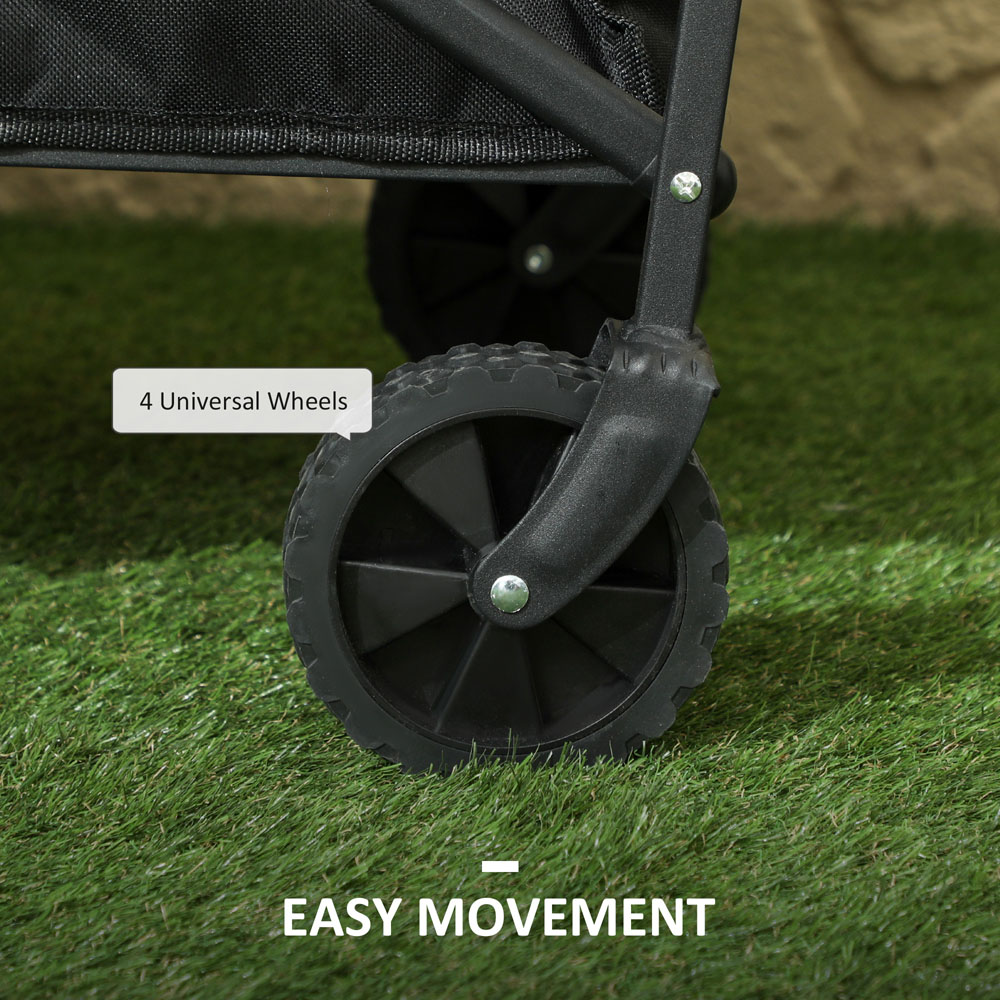 Outsunny 62L Black Heavy Duty Folding Garden Trolley Image 7