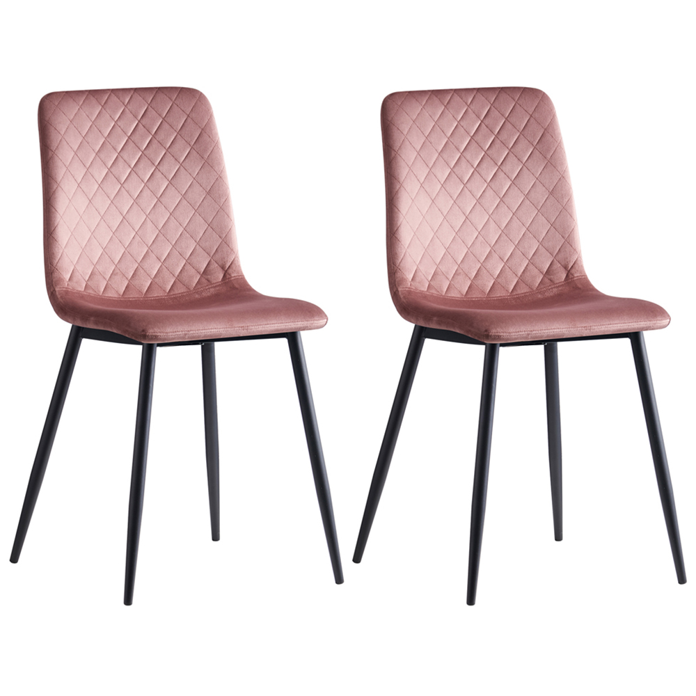 Lexi Set of 2 Pink Velvet Fabric Dining Chairs Image 4