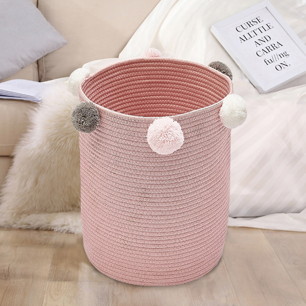 Living And Home WH0701 Pink Cotton Fabric Laundry Basket Image 5