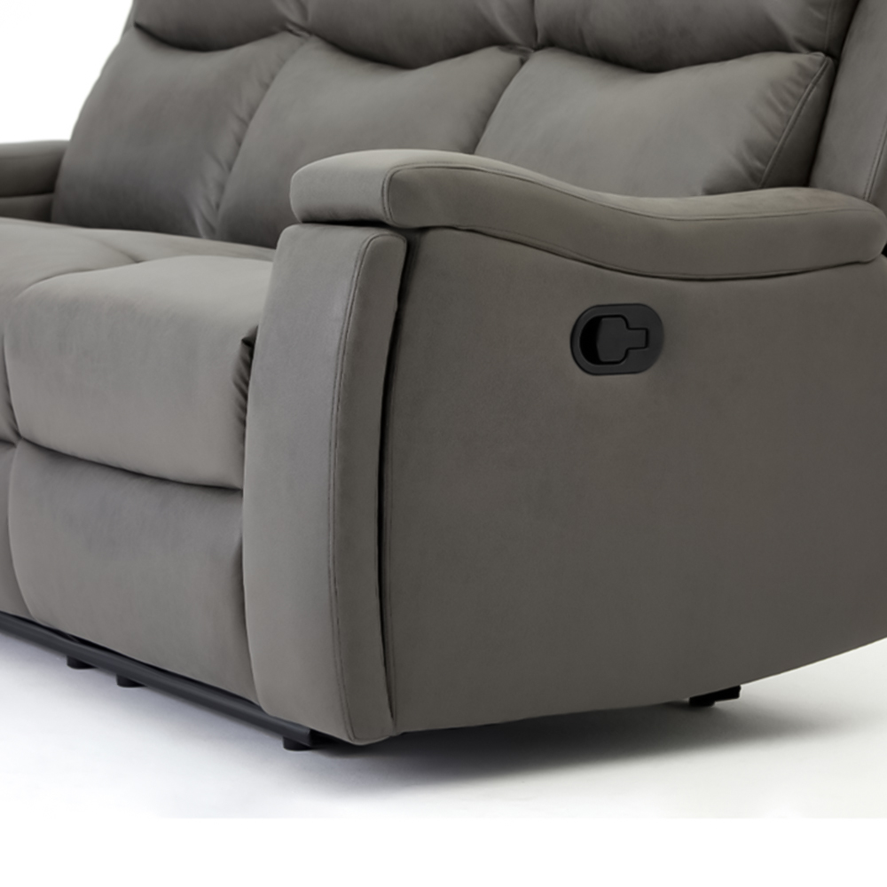 Home Detail Collins 3 Seater Grey Air Leather Manual Recliner Sofa Image 7