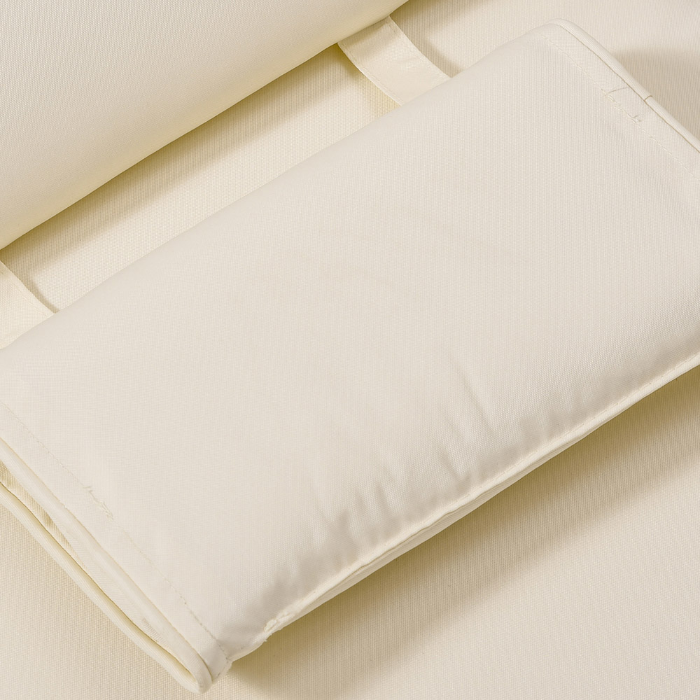 Outsunny Cream White Sun Lounger Cushion Replacement with Pillow 198 x 53cm Image 3