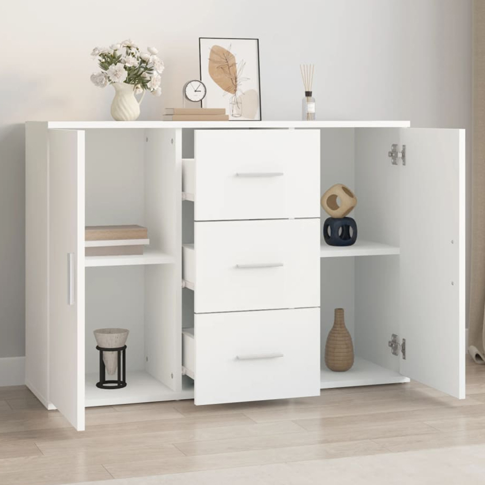 vidaXL 2 Door 3 Drawer White Sideboard Image 1