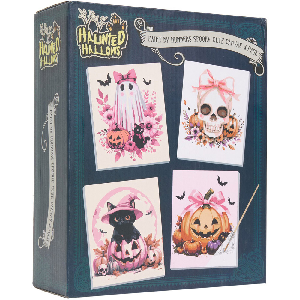 Pack of 4 Paint by Numbers Spooky Cute Canvas Kits Image 2