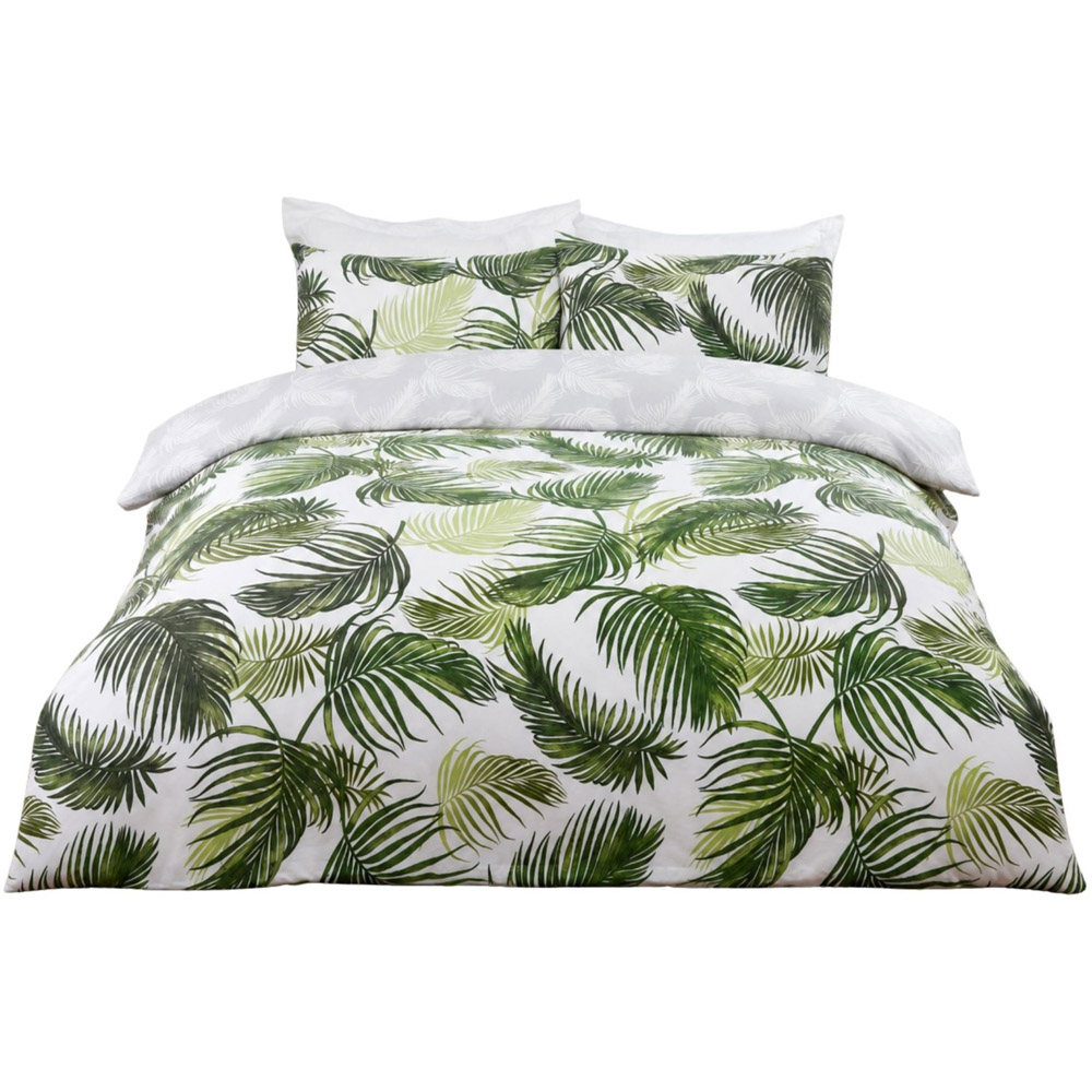 Smart Living Double Green Palm Print Reversible Duvet Cover Set Image 2