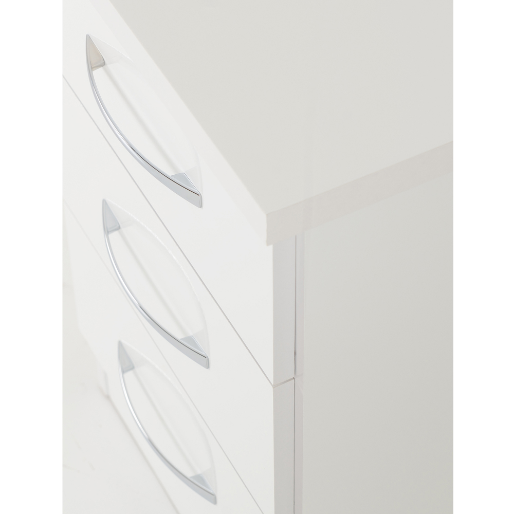 Seconique Nevada 3 Drawer White Gloss Bedside Table Image 5