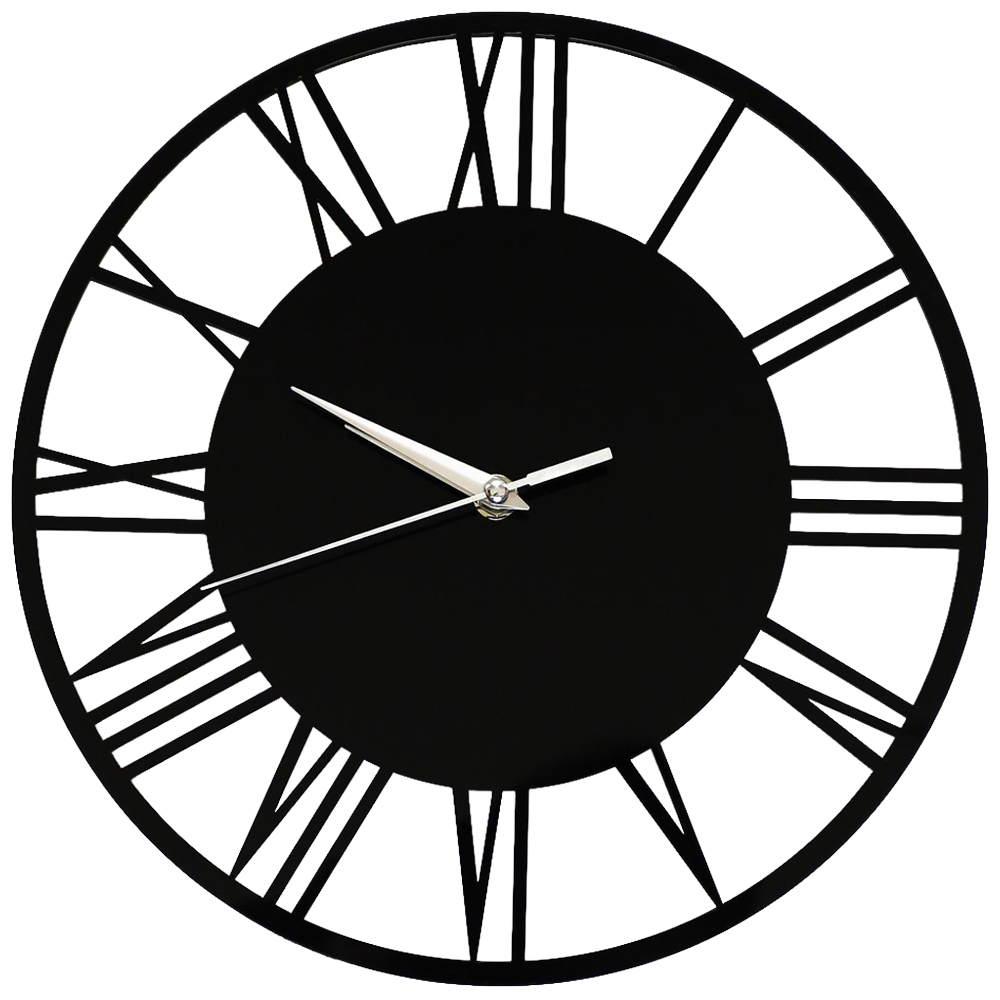 Walplus Black Acrylic Gloss Roman Wall Clock 30cm Image 1