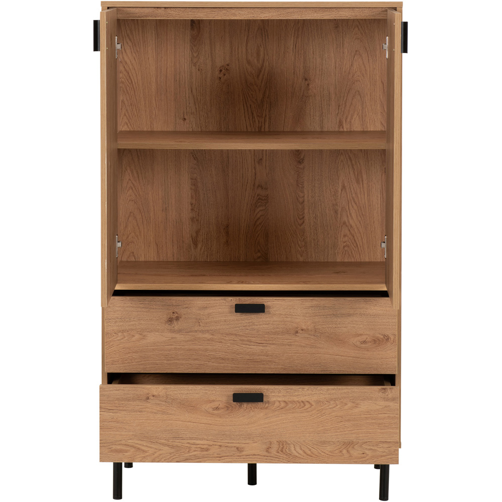 Seconique Leon 2 Door 2 Drawer Medium Oak Effect Storage Cabinet Image 4